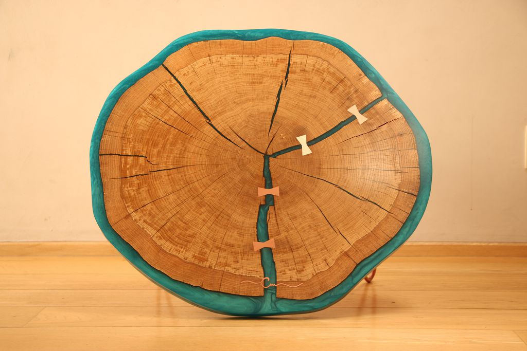 Boomschijf epoxy tafel