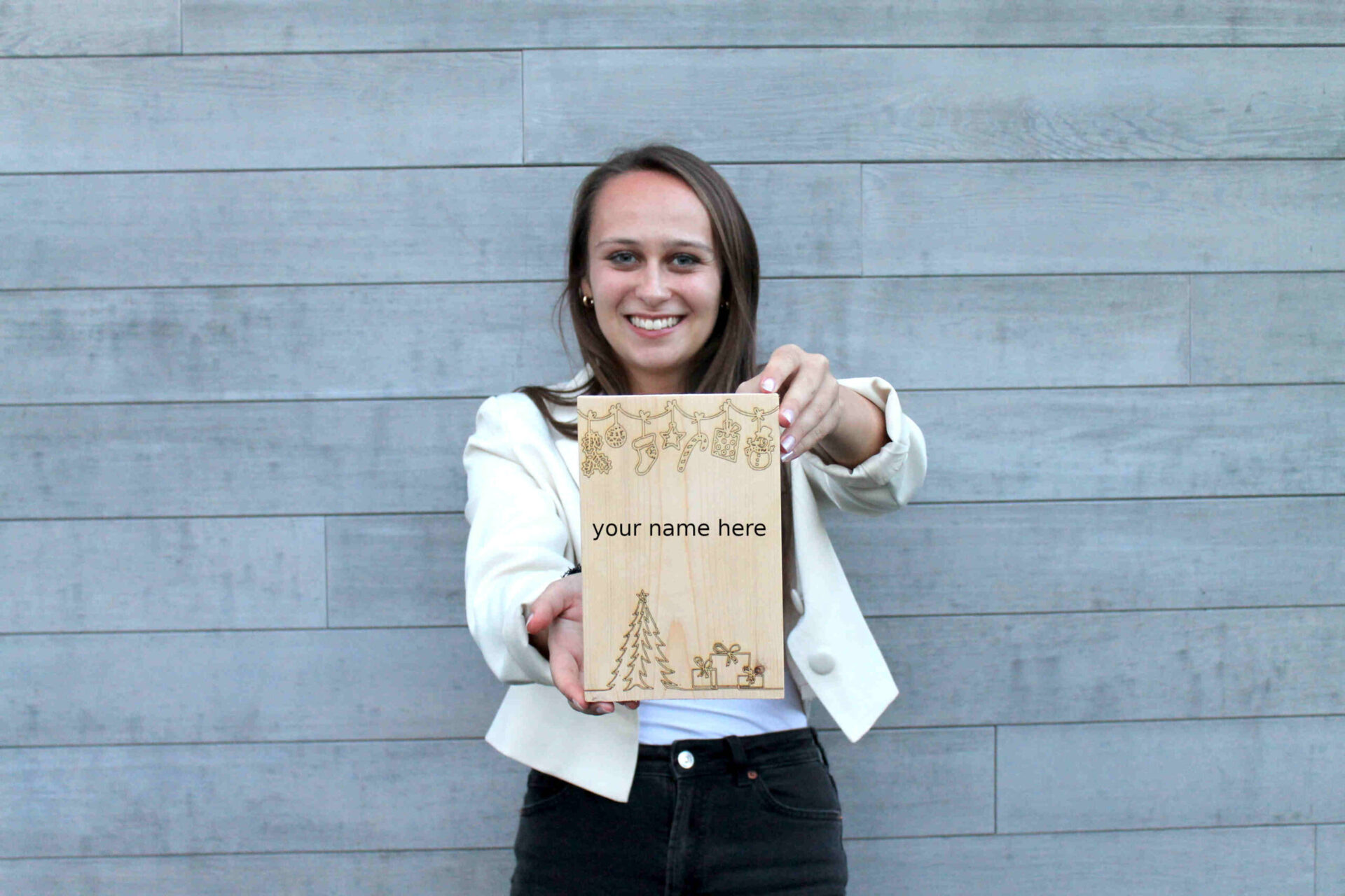 Houten kerstkaart - 'in case of emergency' - Afbeelding 3